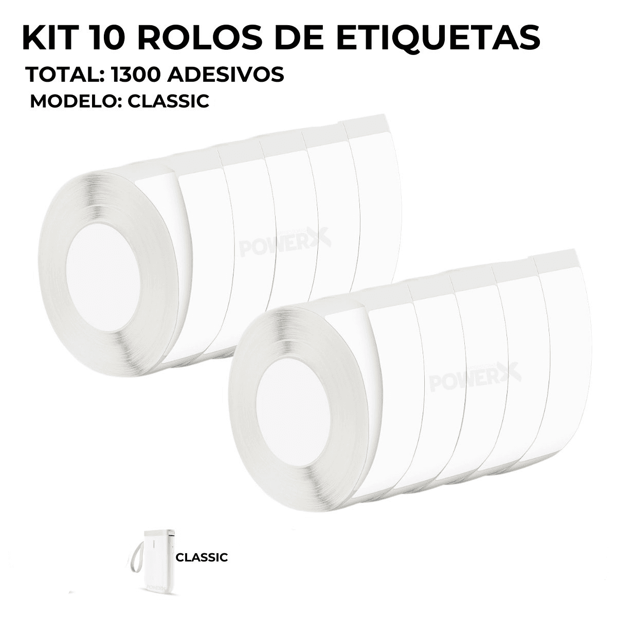 Kit 10 Rolos Adesivos Branco 