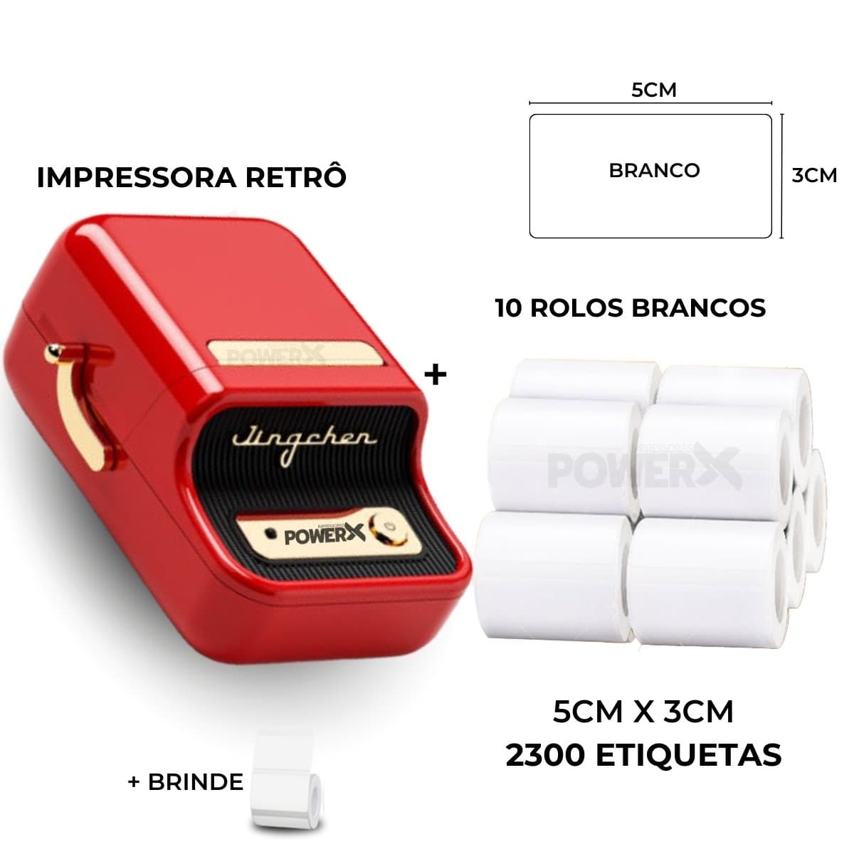 Impressora Retrô+ 10 Rolos Adesivos